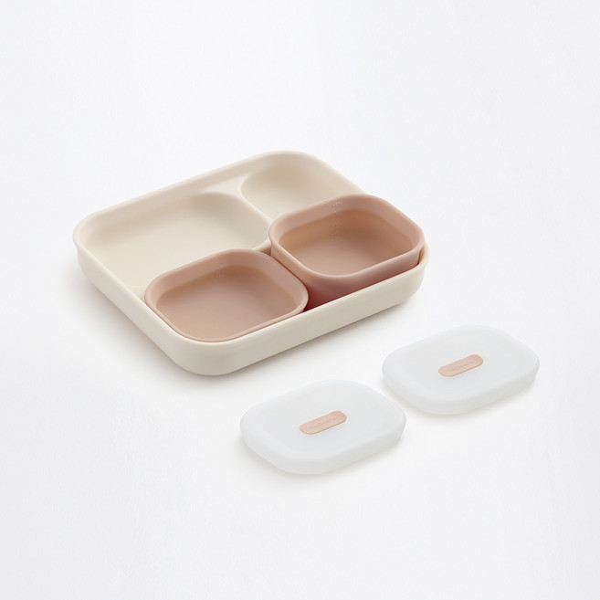탁가온 123 3구 밥국볼세트, 아이보리(식판), 베이지핑크(밥볼, 국볼), 식판 + 밥볼 + 국볼, 1세트