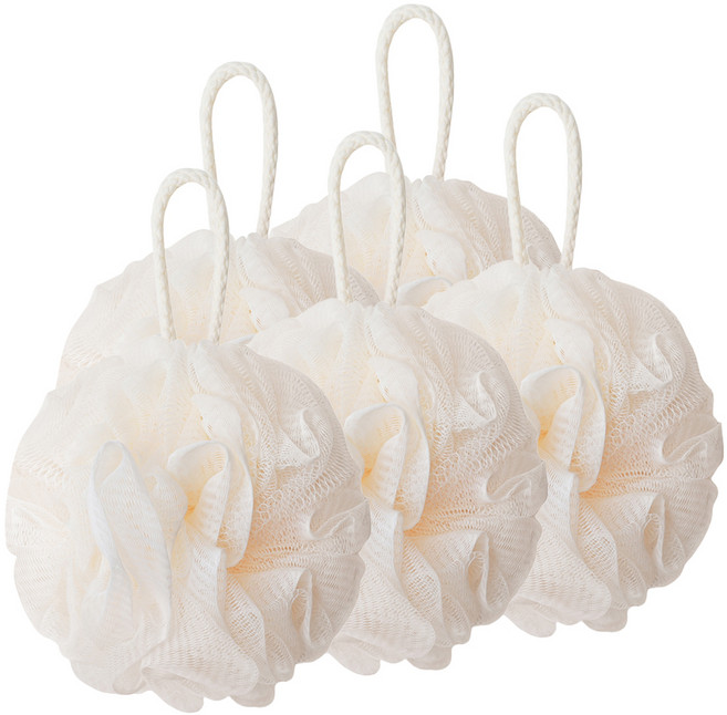 페르노엘 촘촘하고 부드러운 걸이형 버블 샤워볼 세트, 아이보리, 5개입, 1개