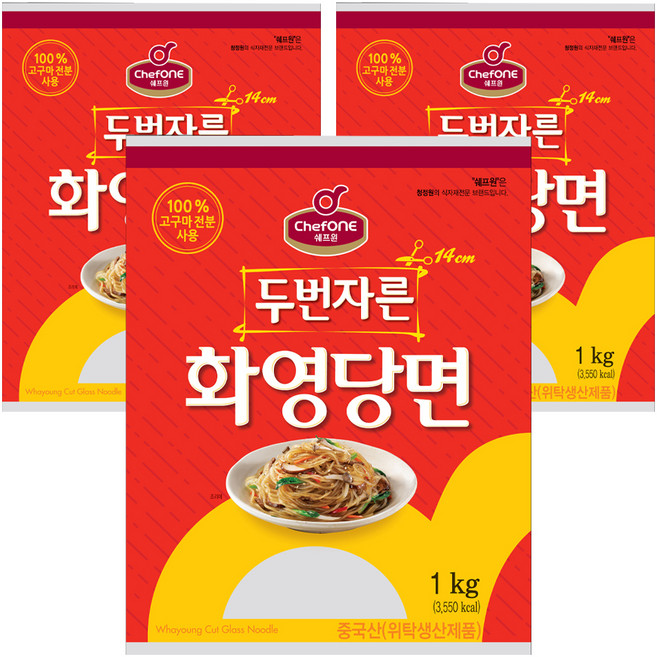 대상 쉐프원 두번자른 화영당면, 1kg, 3개