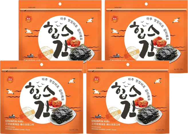 chun pin 雋品 三切岩燒海苔 泡菜, 30g, 4包