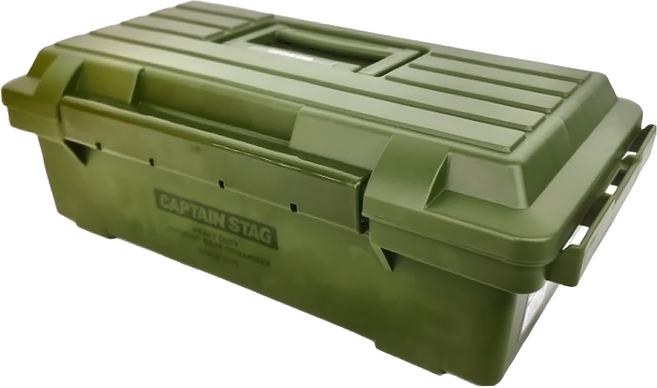 CAPTAIN STAG 鹿牌 手提工具箱 橄欖綠 尺寸約410x194x130mm 重量約540g, 1個