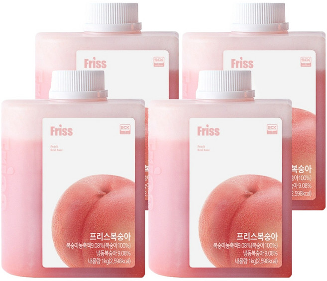 프리스 복숭아 농축액, 4개, 1kg