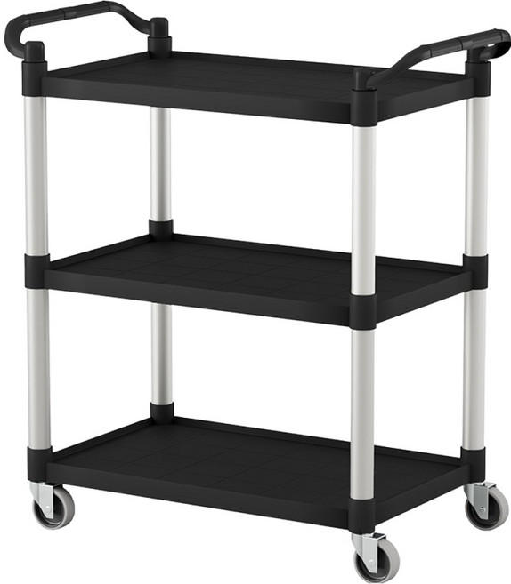 하비티 다용도 업소용 가정용 서빙 운반 카트 웨건 트롤리, 블랙, 3단