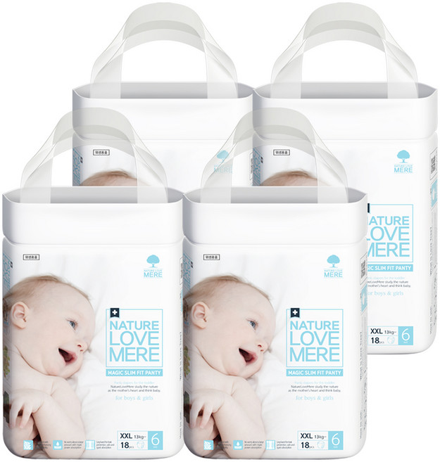 네이쳐러브메레 매직 슬림 핏 팬티형 기저귀 6단계, 점보형(2XL), 72매
