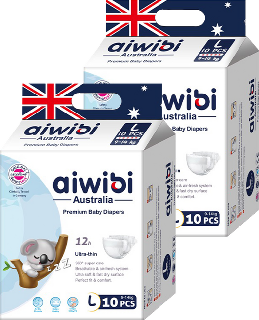 aiwibi 愛薇彼 零觸感瞬吸黏貼型尿布 9~14kg, L, 20片