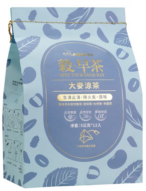 AWAStea 阿華師 大麥涼茶 三角立體茶包, 5g, 12包, 1袋