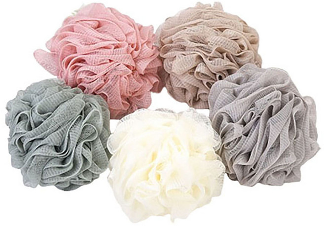 페르노엘 촘촘하고 부드러운 걸이형 버블 샤워볼 세트, 그레이 + 브라운 + 아이보리 + 카키 + 핑크, 5개입, 1개