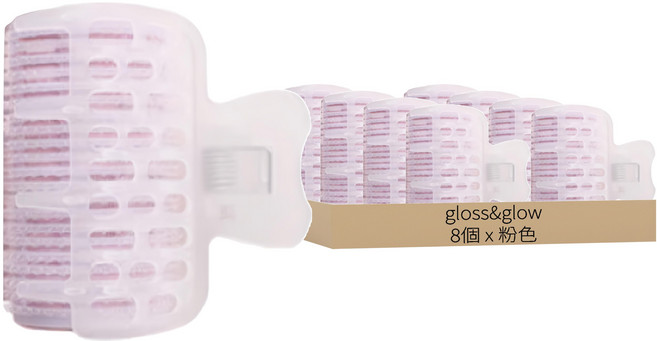 gloss&glow 全能髮捲 Floral Obzet, 粉色, 8件