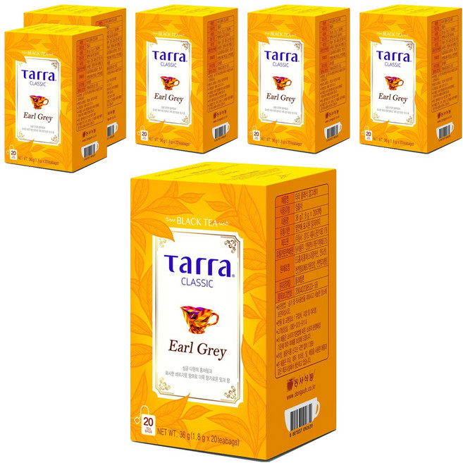 타라 클래식 얼 그레이 차, 1.8g, 20개입, 6개