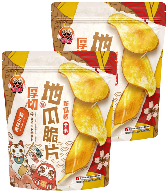 福味 厚切地瓜脆片 和三盆糖, 140g, 2包