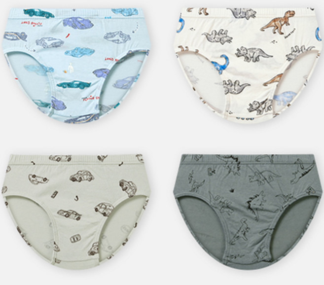 유니프랜드 남아용 디노앤카 삼각 팬티 4종 세트