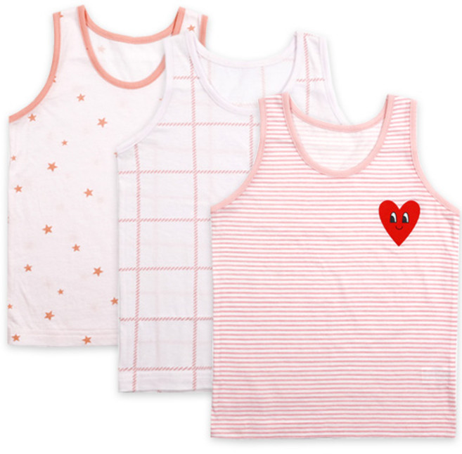 메이키즈 여아용 심플걸 오가닉 편면 런닝 3종 세트