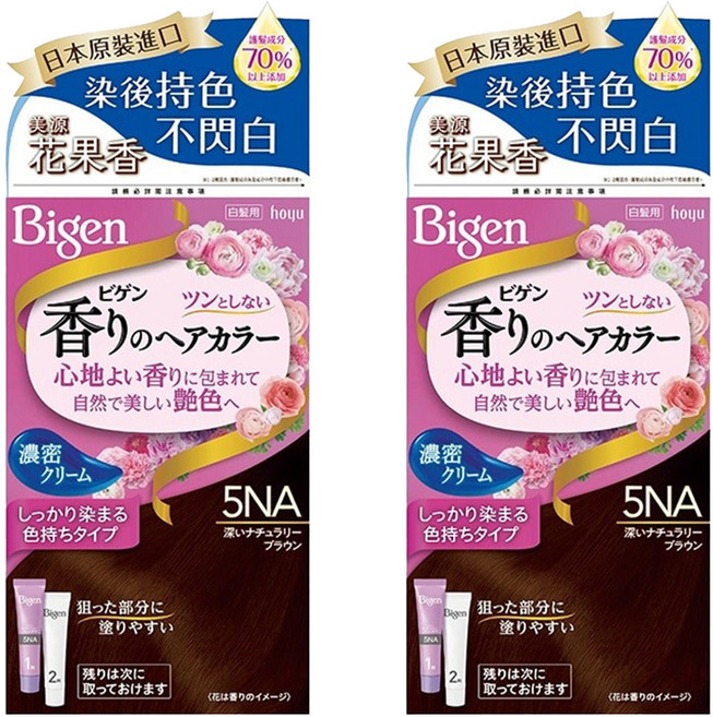 Bigen 美源 花果香快速染髮霜, 5NA自然暖棕色, 2盒