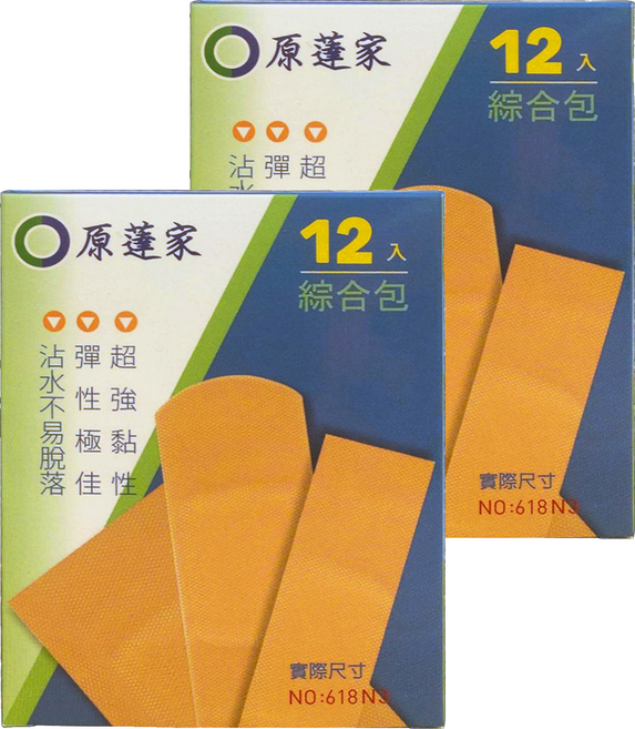 原薘家 伸縮OK繃綜合包, 12片, 2盒