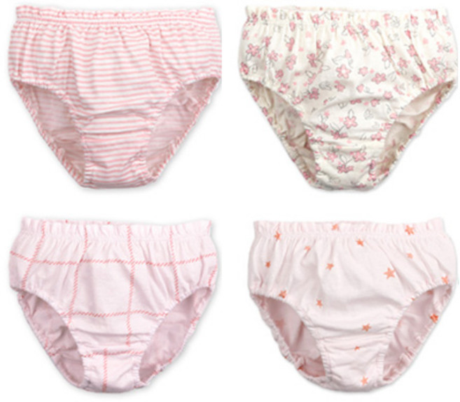 메이키즈 여아용 심플걸 오가닉 편면 삼각팬티 4종 세트