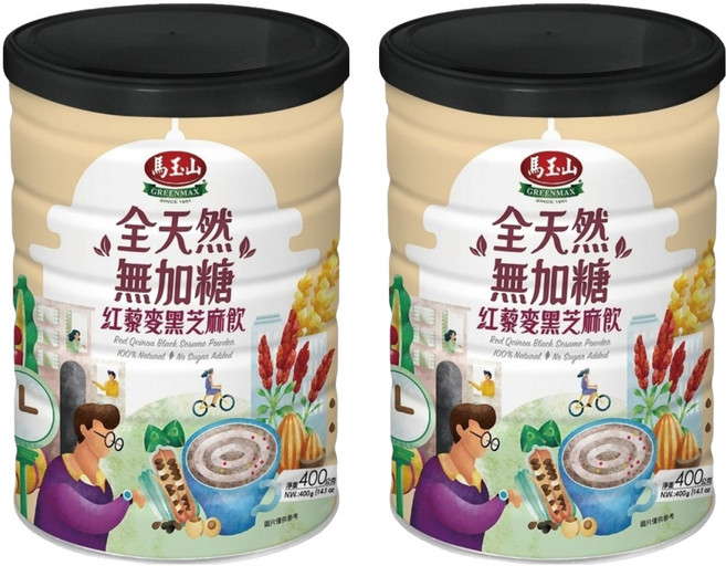 馬玉山 全天然無加糖 紅藜麥黑芝麻飲, 400g, 2罐