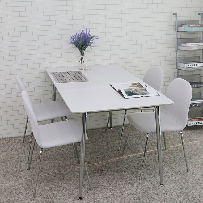 그로니아 세라믹 식탁 1200 + 의자 4P 세트 4인용 방문설치, 화이트(식탁), 화이트(의자), 일반의자 4