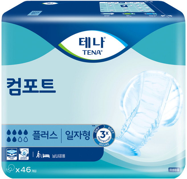 테나 컴포트 플러스 성인기저귀 남녀공용, 46개입, 1개