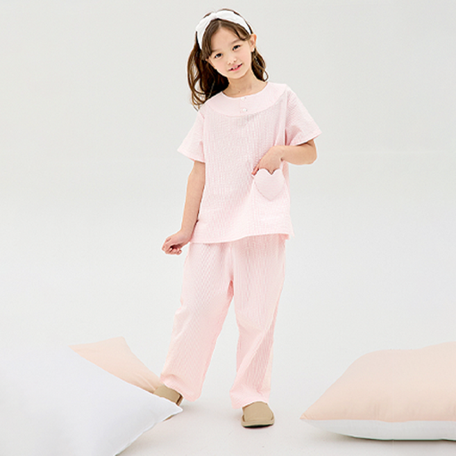 유니프랜드 아동용 냉감 통기성 세로ST 시어써커 8부 잠옷 상하의 세트
