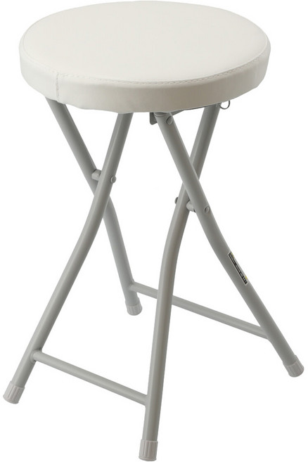 니토리 접이식 푹신한 쿠션 라운드 스툴, 화이트, 1개