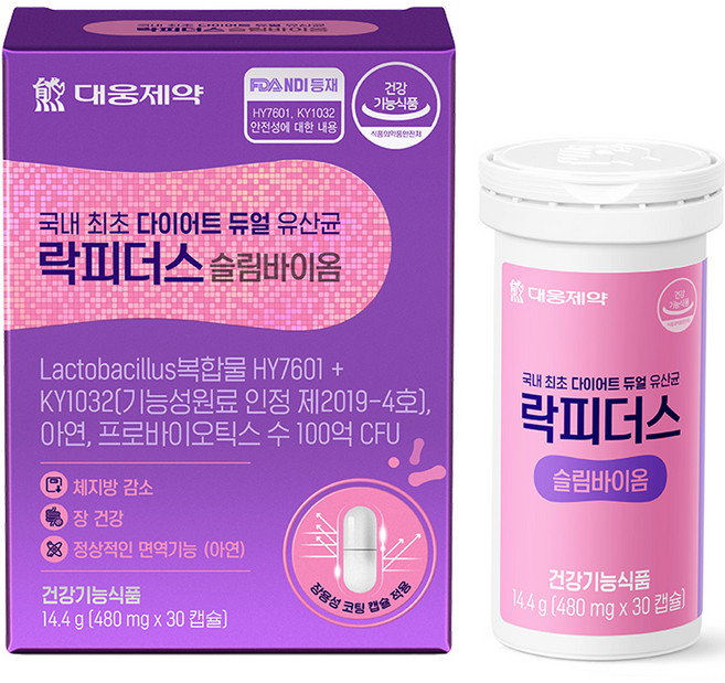 대웅제약 락피더스 슬림 바이옴 다이어트 유산균 14.4g, 1개, 30정