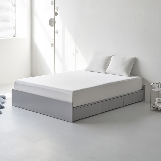 도모디자인 라베노 무헤드 3단 수납형 침대 프레임 단품 방문설치, 그레이