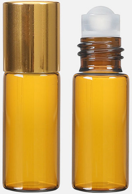 롤온 향수 용기 3ml, 30개, 골드(캡) + 브라운(용기)