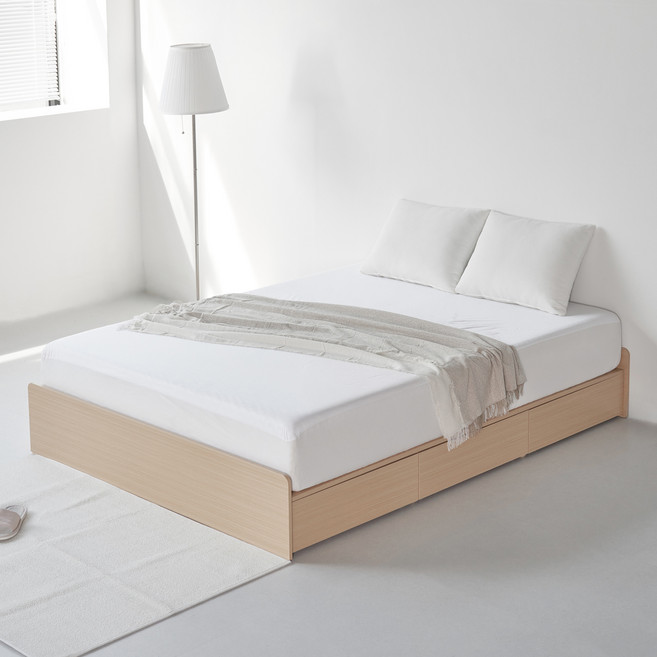 도모디자인 라베노 무헤드 3단 수납형 침대 프레임 단품 방문설치, 우드