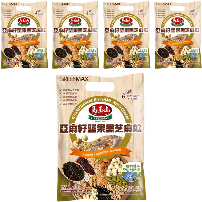 馬玉山 亞麻籽堅果黑芝麻飲, 28g, 12包, 5袋