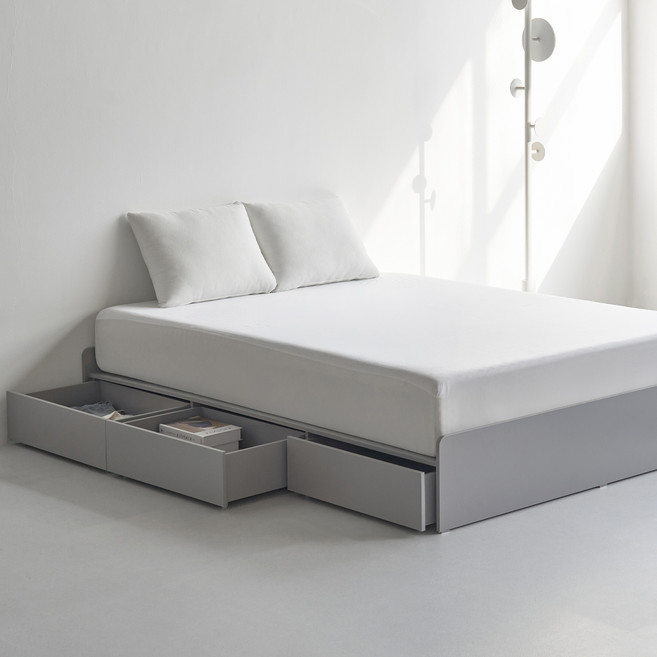 도모 라베노 무헤드 3단 수납형 침대 프레임 단품 방문설치, 그레이