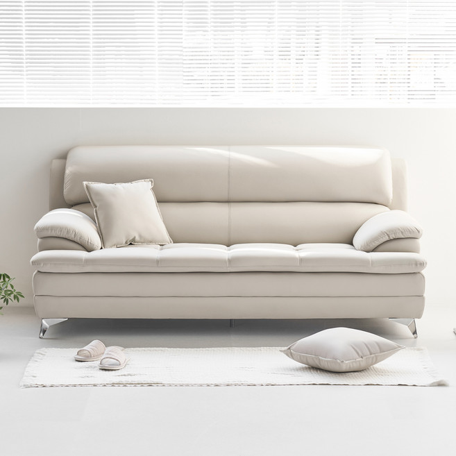 도모디자인 아르티제 가죽 3인용 소파 + 쿠션 2p 세트 방문설치, 아이보리