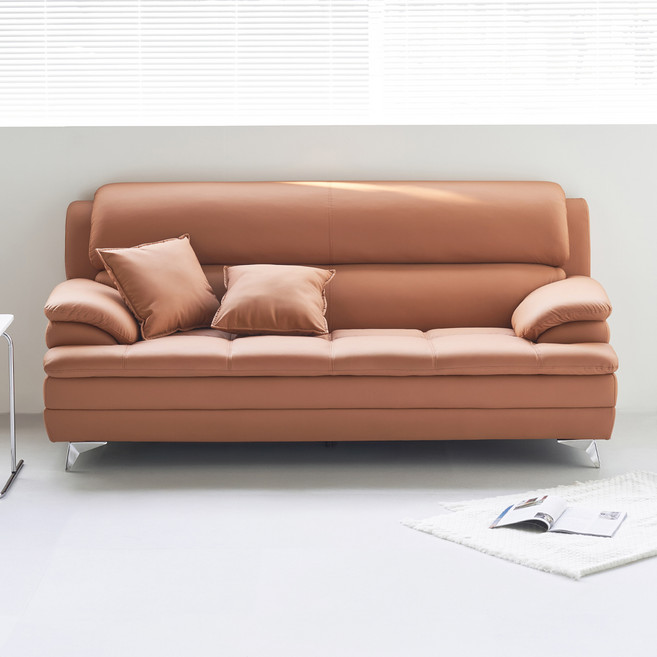 도모디자인 아르티제 가죽 3인용 소파 + 쿠션 2p 세트 방문설치, 카멜