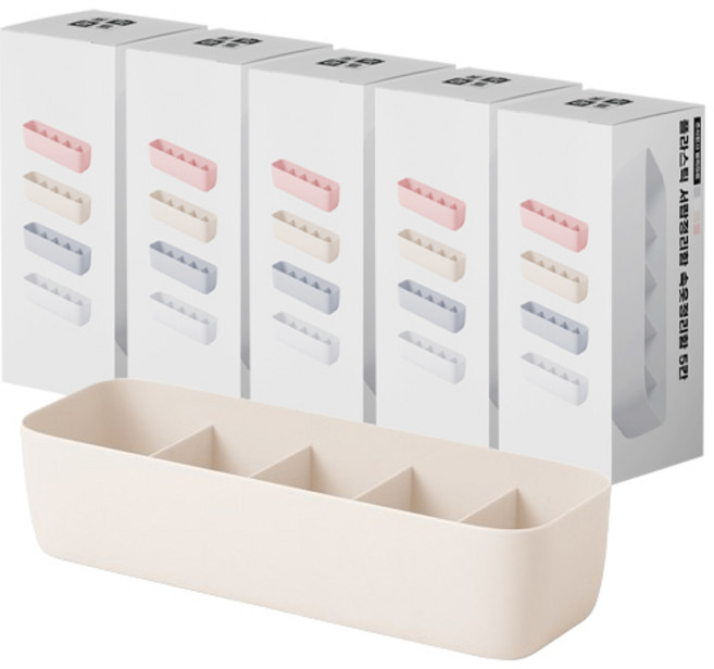 블럭마트 플라스틱 서랍정리함 속옷정리함 5칸, 베이지, 5개
