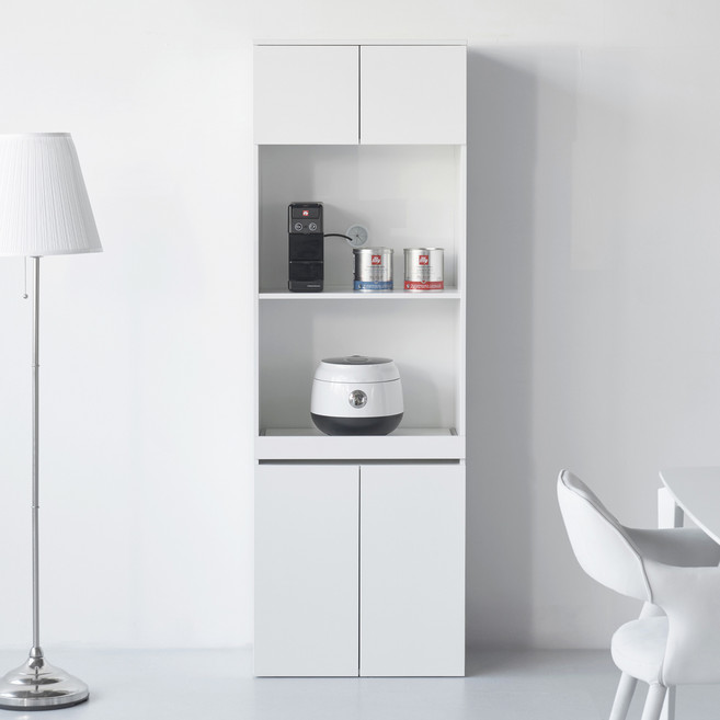 도모 오르딘 주방 키큰 렌지수납장 600 방문설치, 화이트, 4단