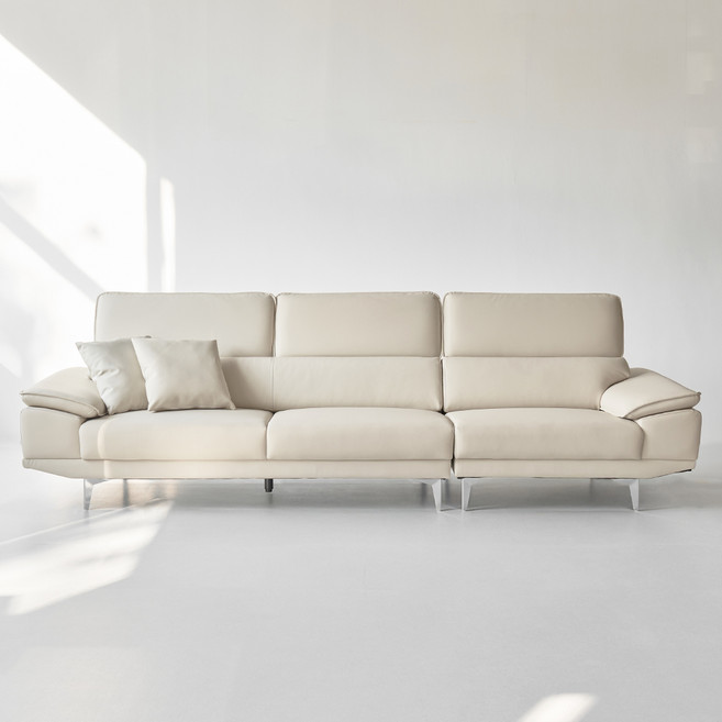 도모 로안 무빙헤드 천연 소가죽 4인용 소파 + 쿠션 2p 방문설치, 아이보리