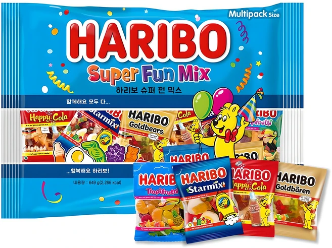 하리보 슈퍼 펀 믹스 젤리 44개입, 649g, 1세트 - 쿠팡