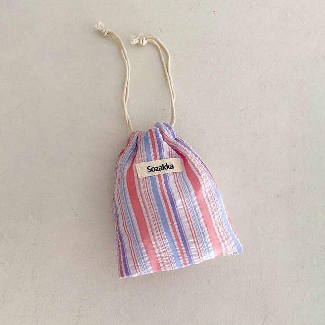 소리달 여성용 그로투 스트라이프 배색 데일리 복조리 다용도 파우치