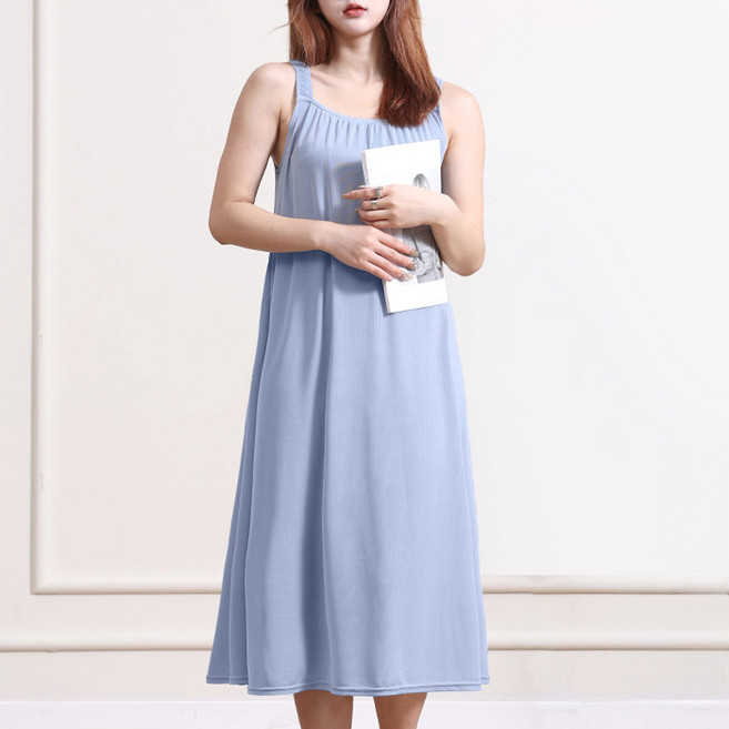 턴키 홈웨어 루즈핏 롱 나시 반팔 원피스