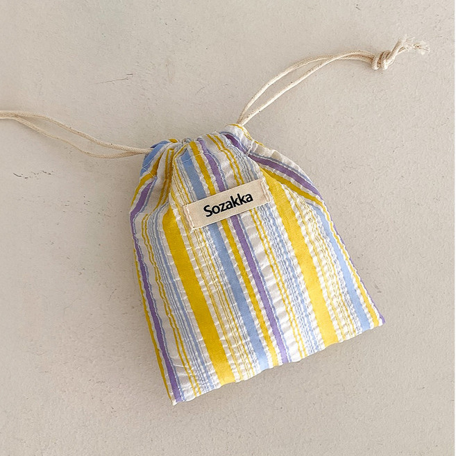 소리달 여성용 그로투 스트라이프 배색 데일리 복조리 다용도 파우치