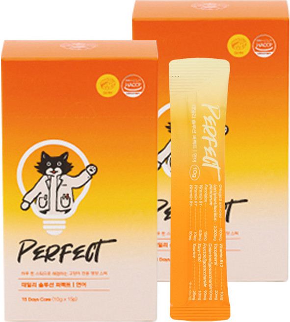 닥터펠리스 고양이 데일리 솔루션 퍼펙트 스틱 연어, 15회분, 종합영양제, 2개