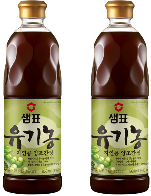 샘표 유기농 자연콩 양조간장, 860ml, 2개