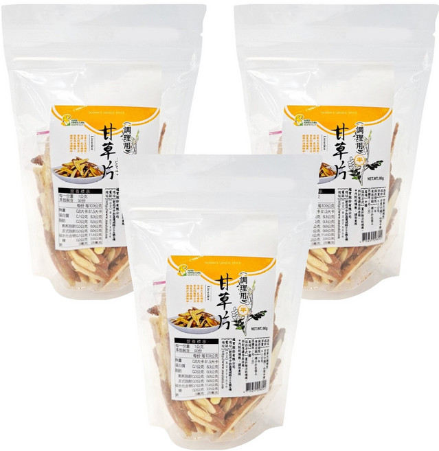 超賀 甘草片 調理用, 90g, 3包