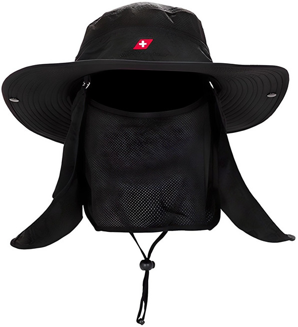 스위스마운틴 남녀공용 자외선 차단 모자, 블랙