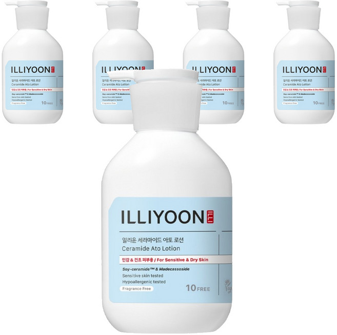 ILLIYOON 一理潤 神經醯胺溫和保濕乳液 臉&身體適用 無香, 350ml, 5個