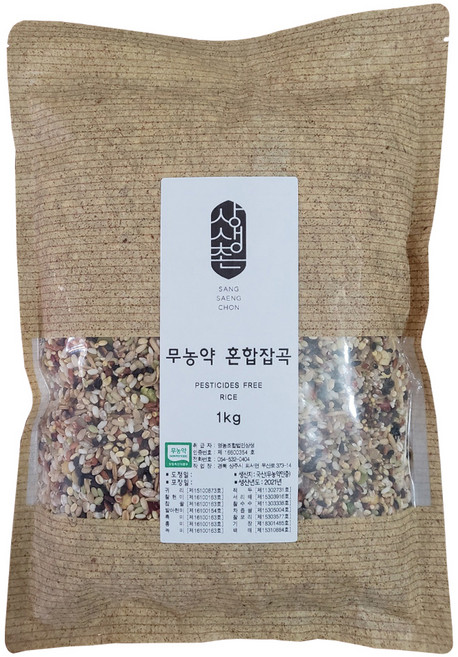 상생촌 유기농 무농약 쌀 혼합잡곡, 1kg, 1개