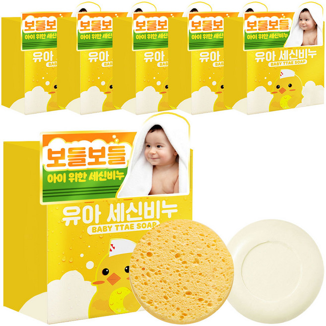 폴메디슨 유아용 세신비누 100g + 해면 스펀지, 6세트