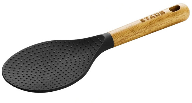 staub 矽膠飯匙 22 x 7.8cm, 黑色 + 木色, 1支