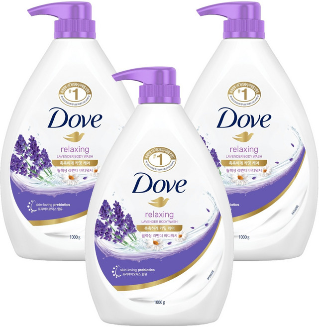 도브 릴렉싱 바디워시 라벤더향, 1L, 3개