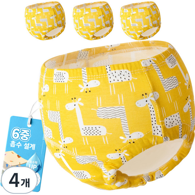 아띠래빗 유아용 순면 6중 배변훈련팬티, 노랑기린, 16개