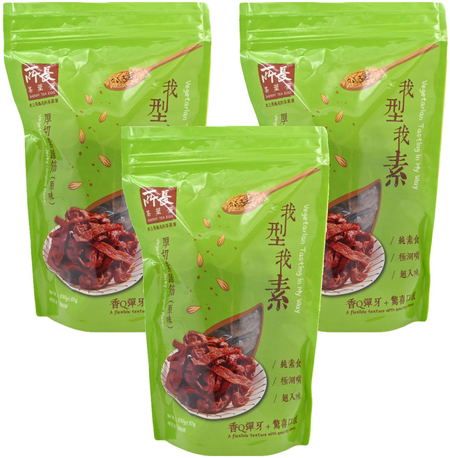 所長茶葉蛋 厚切素蹄筋 原味 香Q彈牙 鹹香滋味 小麥蛋白製作, 100g, 3包
